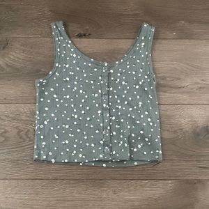 Green cropped floral tank top